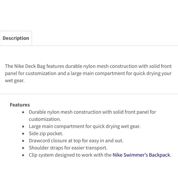 Nike Nylon Mesh Zipper Pocket Adjustable Straps Black Red Deck Bag With Logo - Picture 16 of 16